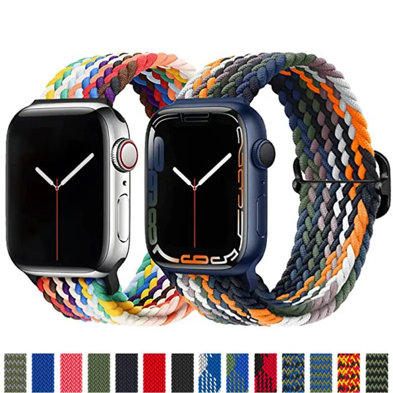 Braided Solo Loop For Apple watch band 49mm 45mm 41mm 44mm 40mm 38mm 42mm Nylon Adjustable Elastic for iWatch Ultra 9 8 7 6 5 SE