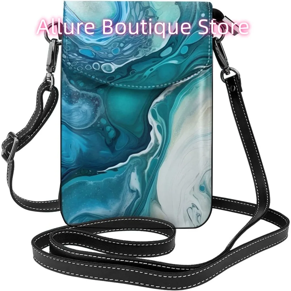 

Мраморно-синяя текстурированная сумка через плечо для женщин из искусственной кожи, небольшая дорожная сумка для мобильного телефона, легкий мини-кошелек для телефона, кошелек Cross B