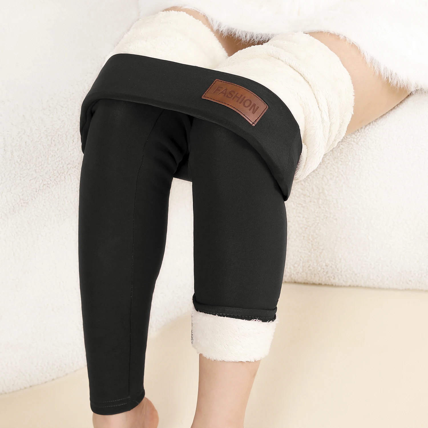 Women Winter Leggings Thick Velvet Keep Warm Pants High Waist Solid Comfortable Thermal Leggings