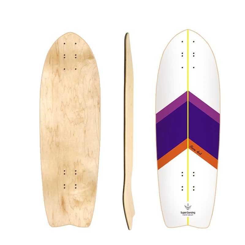 32*10inch surf skate skateboard deck 16holes can match any truck adjust wheelbase 7layers hard rock maples black purple