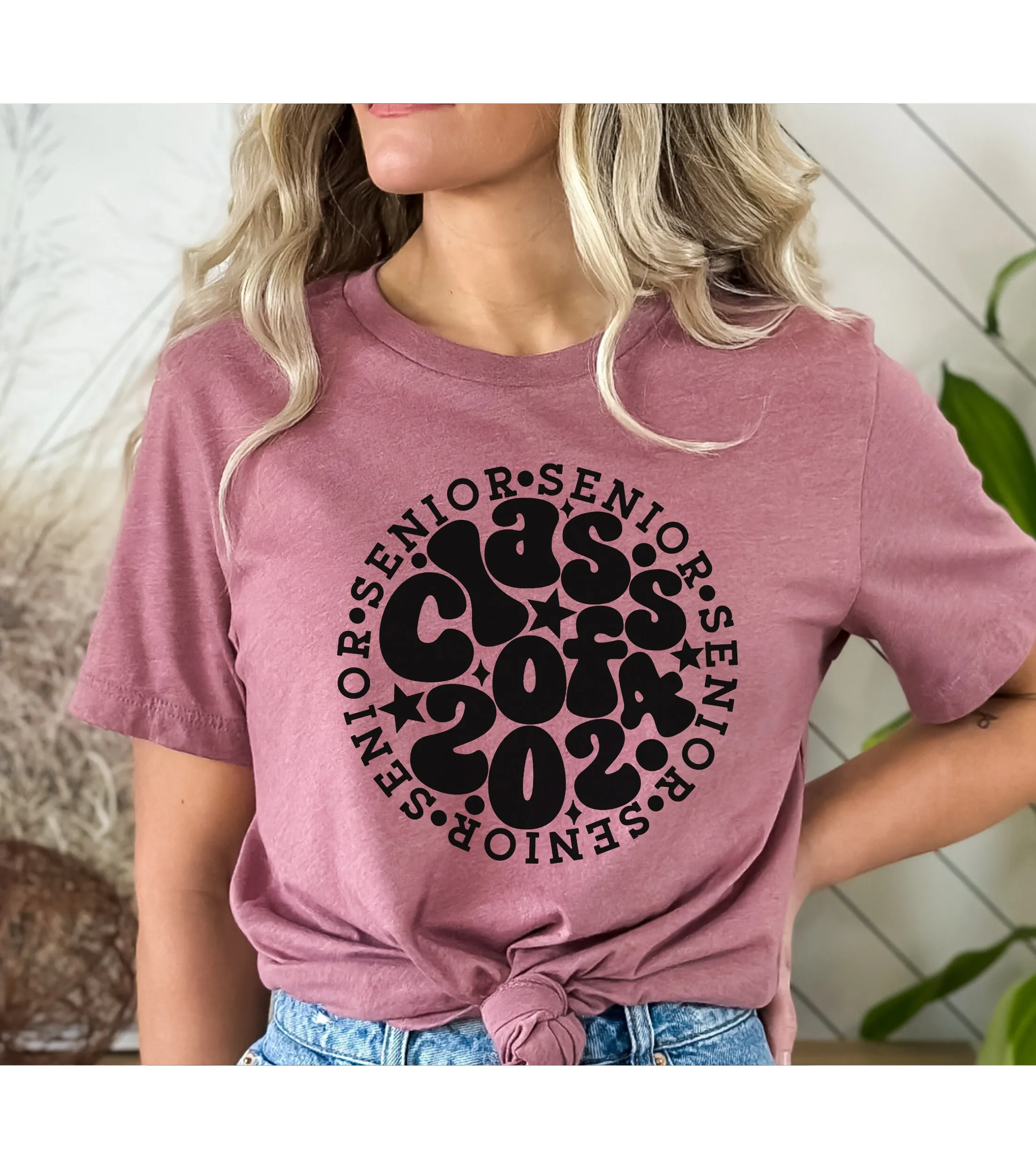 Senior Class Of 2024 T Shirt Groovy High School Year C O Present For Graduation Women's Grad s