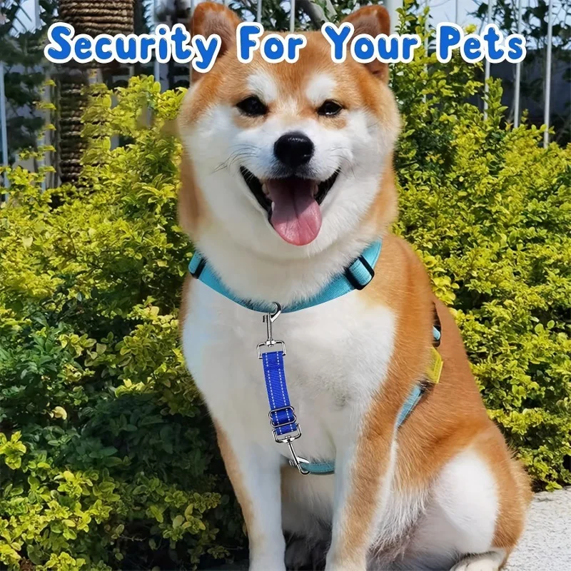 Reflective Dog Safety Collar Clip 360° Swivel Adjustable Length Heavy Duty Polyamide Leash Connector Anti-Twist Vertical Pressur