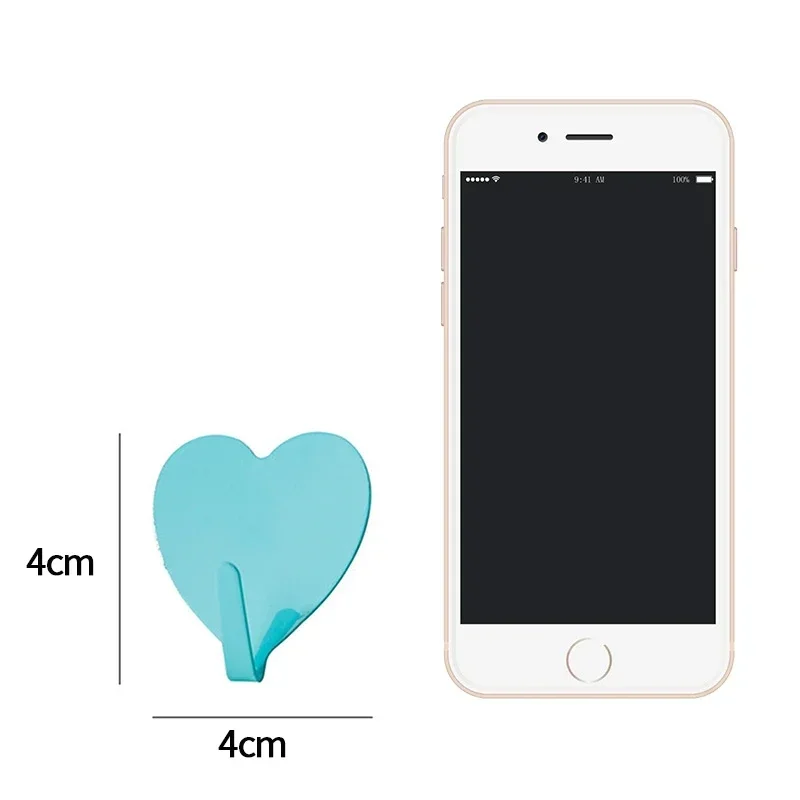 Gancho de montaje de pared de hierro Forma de corazón de metal Llavero Estante de almacenamiento Fuerte abrigo autoadhesivo Hat Hanger Niña Niño