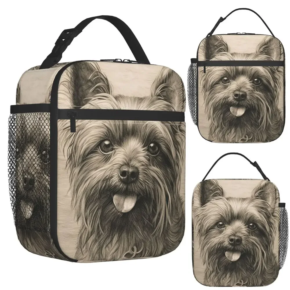 The Adorable Yorkshire Terrier Dog Insulated Lunch Bag for Women Kids Portable Food Boxes Thermal Lunch Box Tote