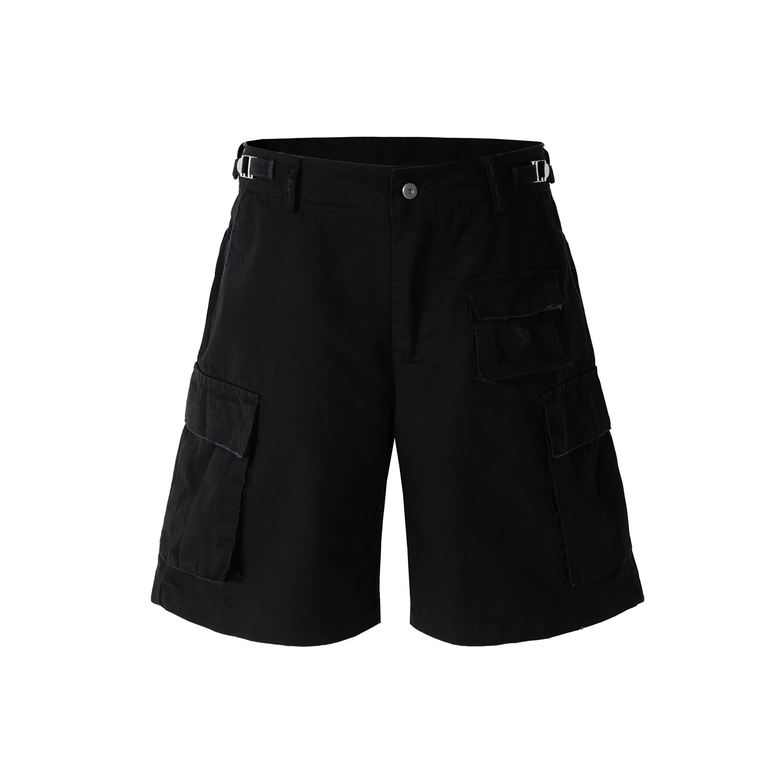 

High Street Worn and Rubbing Ripped Casual Baggy Cargo Shorts for Men Multi-pockets Wide Leg Ropa Hombre Knee Length Pants