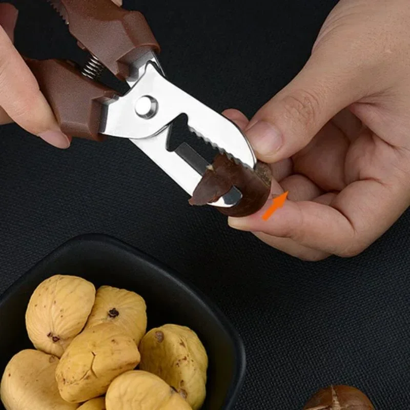 1PC Chestnut Shell Opener Chestnut Scissors Peeler Stainless Steel Cross Household Nut Holder Walnut Holder Divine Tool