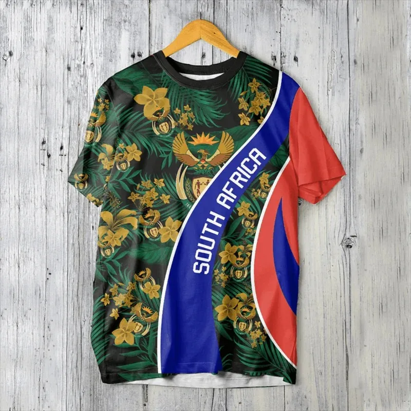 South Africa Map Flag Graphic T Shirts Fashion Springbok 3D Printed T Shirt For Men Clothes National Emblem Tshirt Dashiki Tops