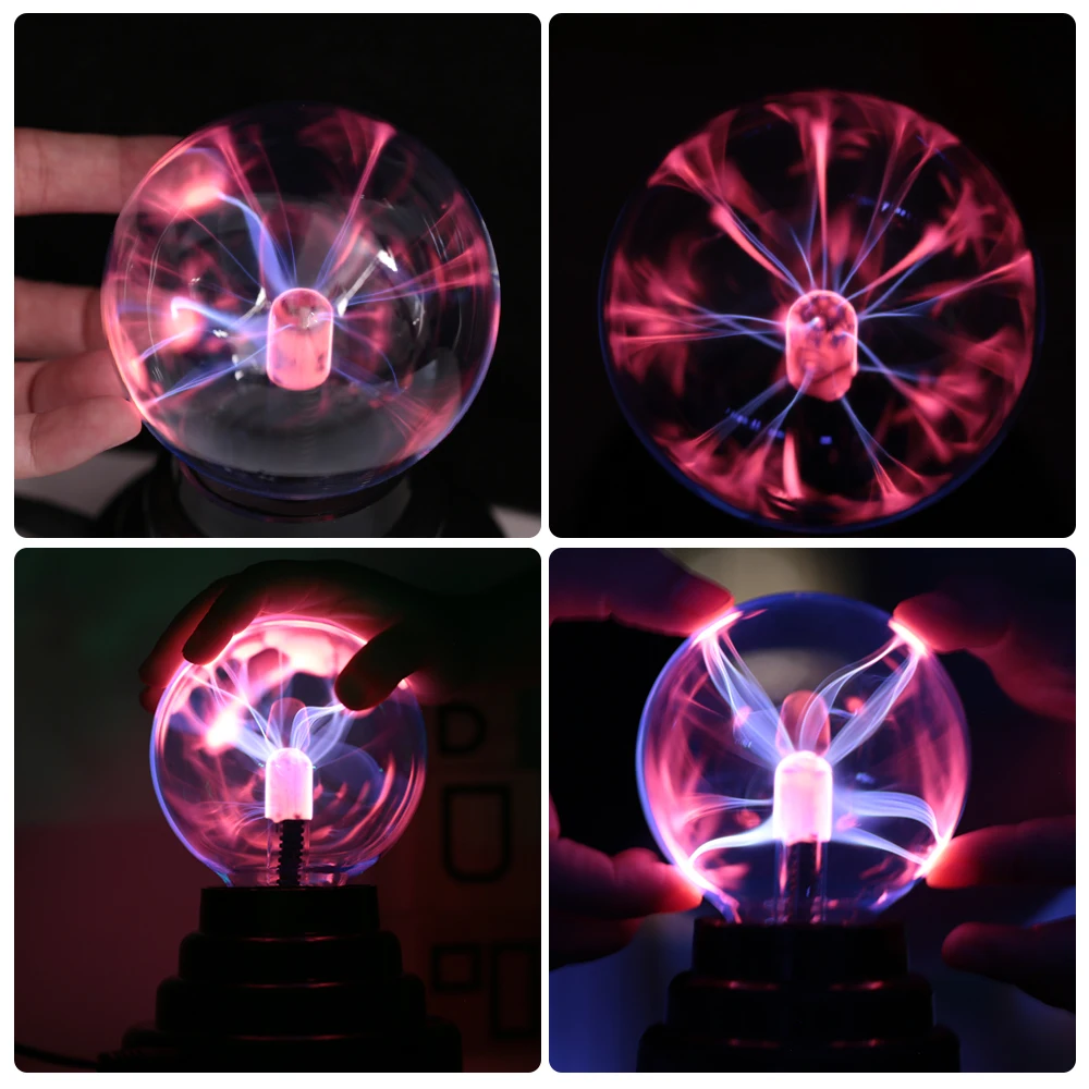 Novidade LED Plasma Ball Nightlight, Novidade LED Night Light, Magic Crystal, Touch Lamp, Crianças, Aniversário, Natal, Novidade, 3"