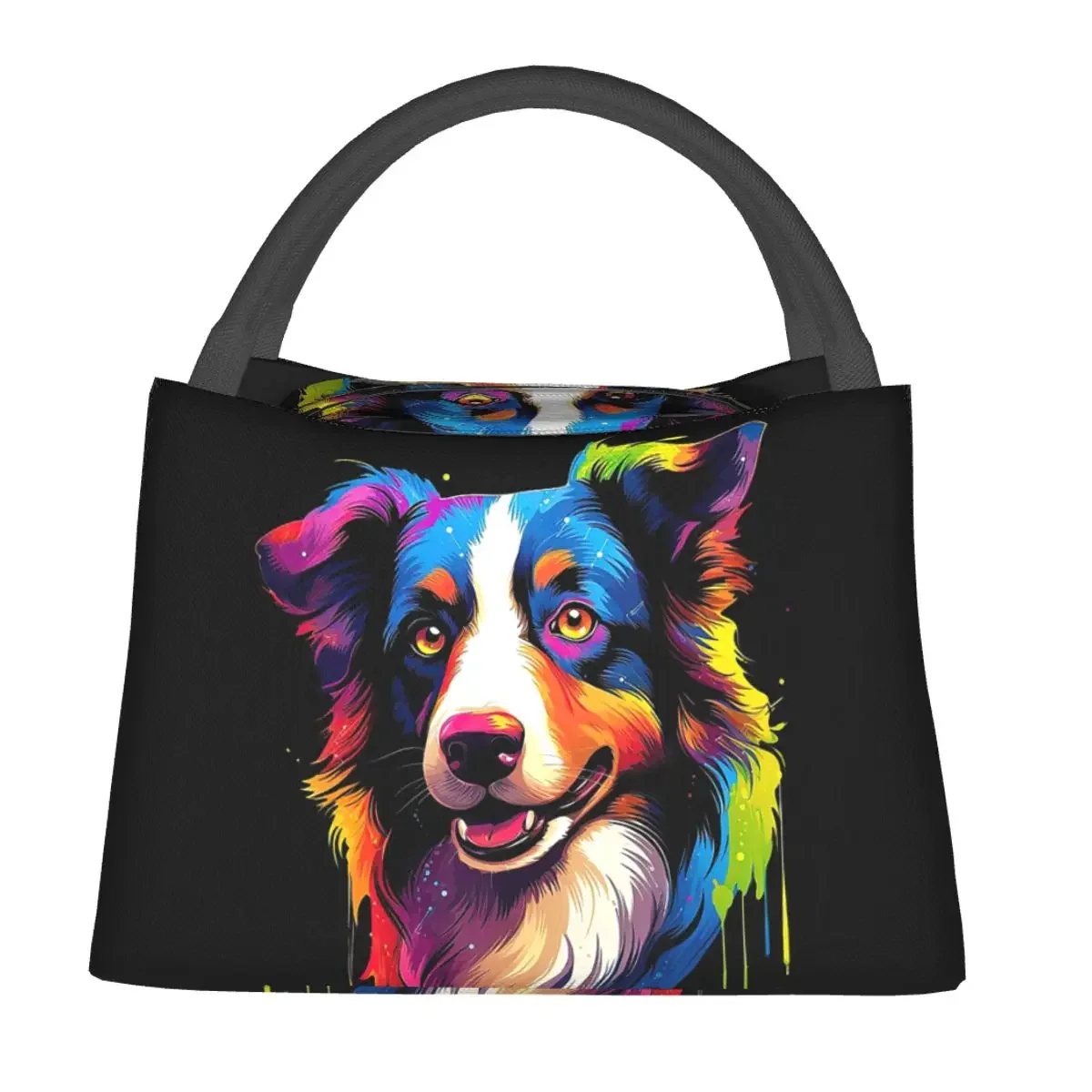 Border Collie Lunch Bags Insulated Bento Box Waterproof Lunch Tote Leakproof Picnic Bags Cooler Thermal Bag for Woman Kids Work