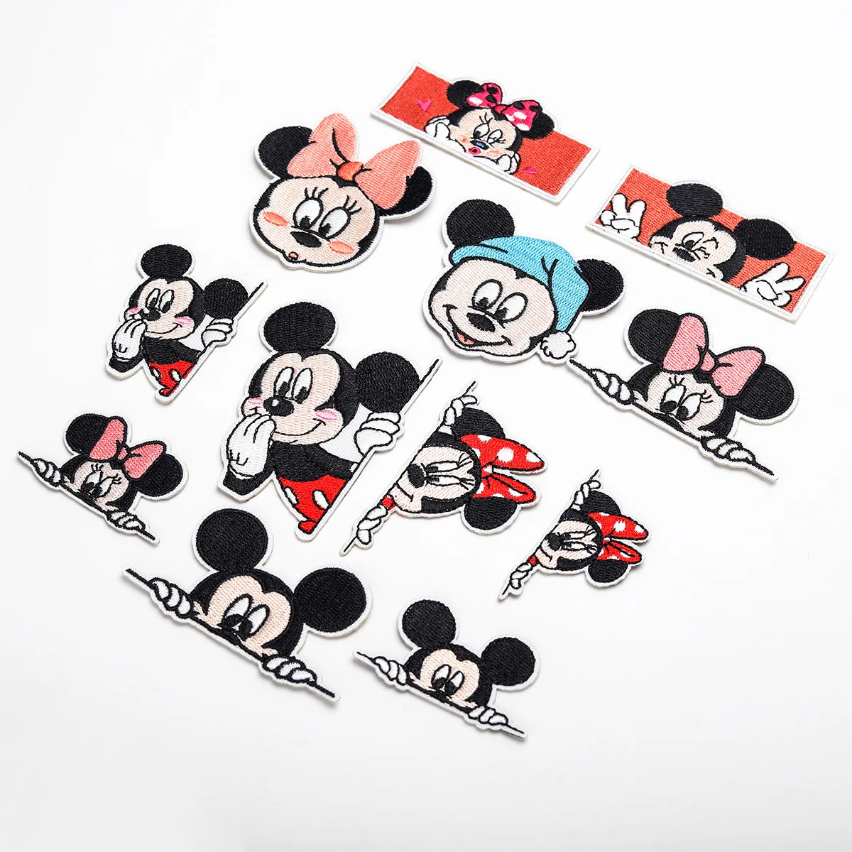 

12Pcs Mickey Mouse Minnie Patches DIY Sew Fabric Iron on Patch Decor Diy Clothes Jeans Cartoon Embroidered T shirt Applique