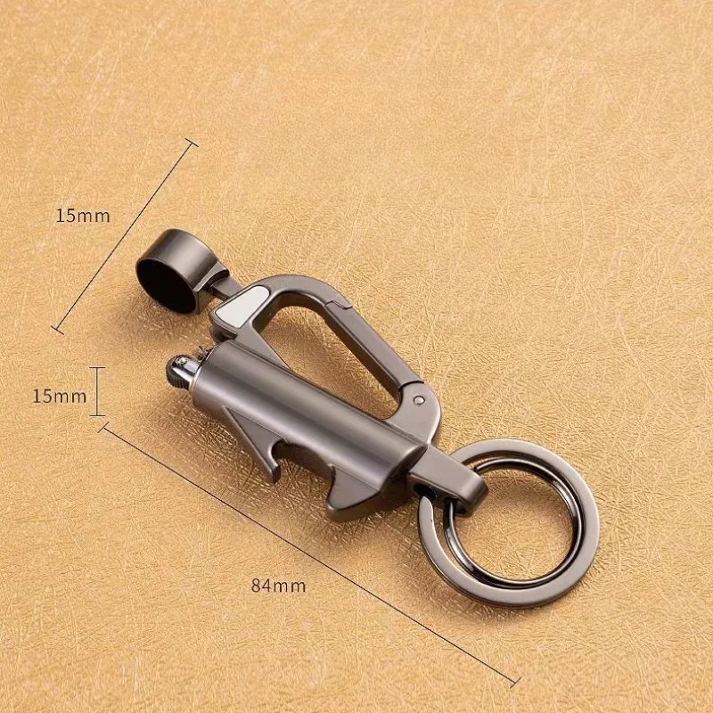 NewMultifunctional Grinding Wheel Kerosene Keychain Car Men\'s High-End Lighter Waist Padlock Key Personalized Pendant Tide Gift