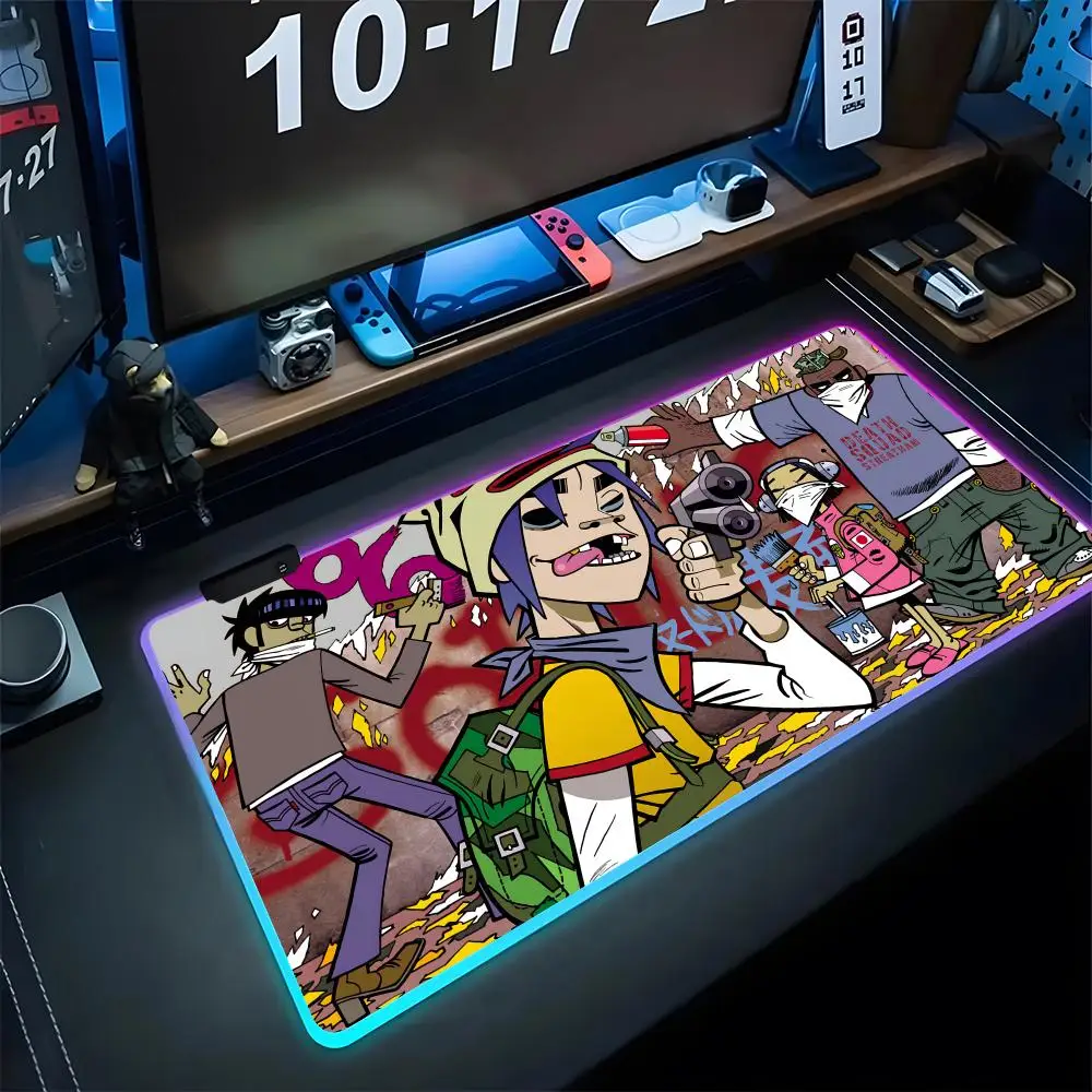 Demon Days G-GorillazS Mouse Pad Gaming Rgb Kawaii Mousepad Backlit Keyboard Gamer Girl Xxl Laptop Mat Table Pads Deskpad