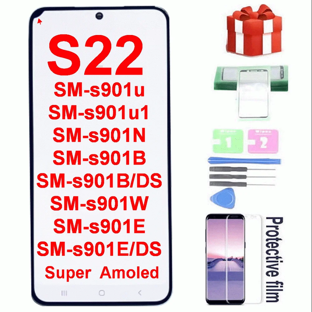 Con defectos LCD para Samsung Galaxy S22 S901B S901U S901E/DS S901W pantalla LCD reemplazo del ensamblaje del digitalizador de pantalla táctil