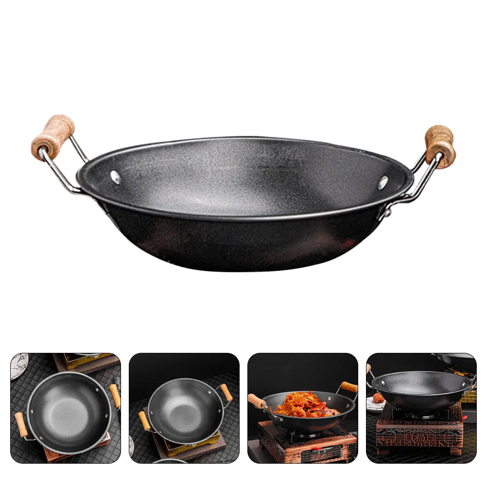 

Small Iron Pot 29x24x5.6 Dual Handle Wok Pan Versatile Cooking Frying Stove Kitchenware Stainless Steel Griddle Pan