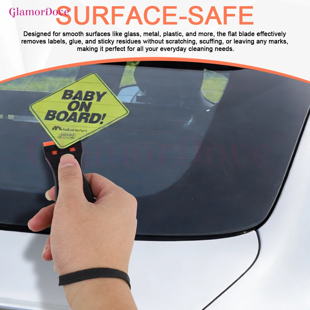 GlamorDove Multi-Purpose Plastic Razor Blade Scraper 2PCS with 20 Blades for Removing Stickers Labels Adhesive Glue Decals Easil