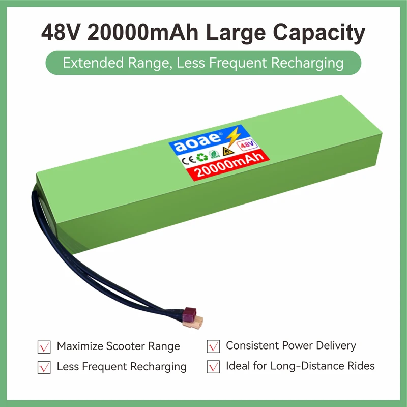 Custom Version 48V 20Ah Lithium Battery Pack, 13S4P Grade-A Cells for Kugoo M4 / M4 Pro Max Speed E-Scooter, Built-in BMS
