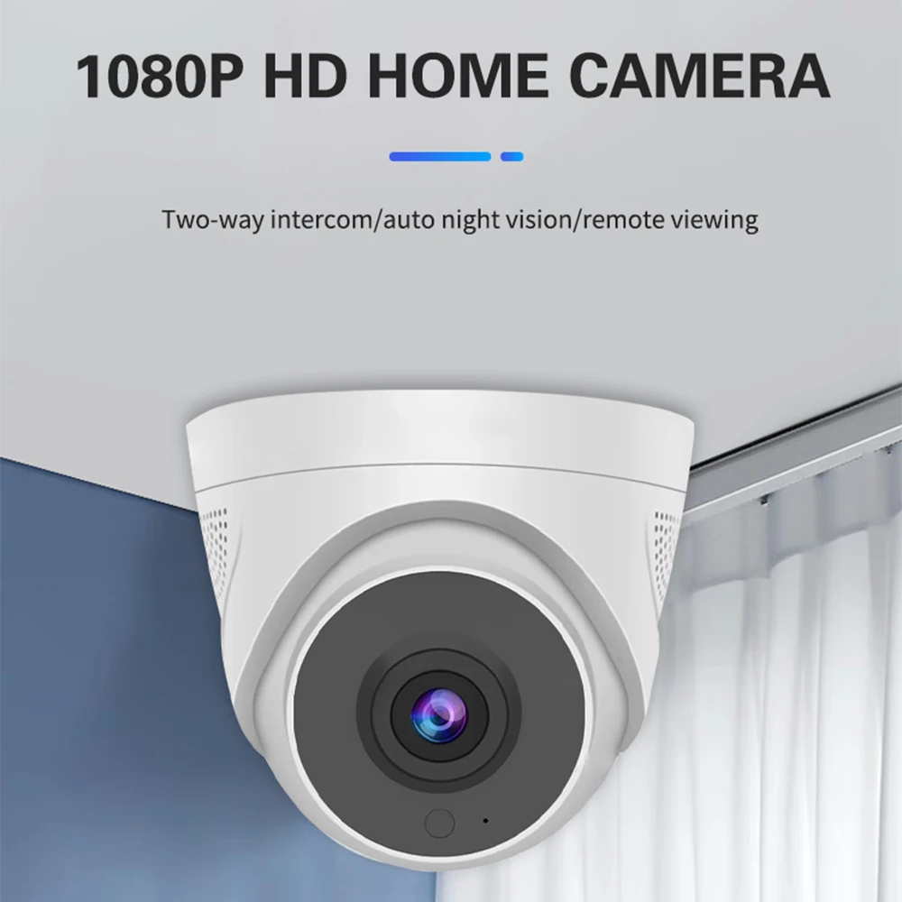 Cámara IP inalámbrica de seguridad para el hogar, videocámara de seguridad interior con visión nocturna IR, WiFi, HD, 1080P