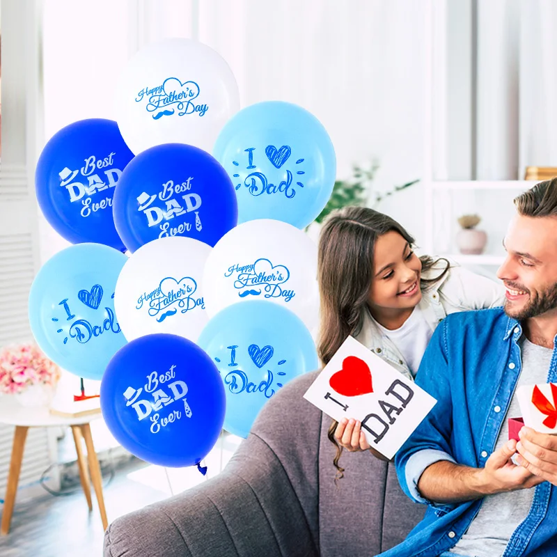 10pcs Happy Father\'s Day Mother\'s Day Balloons I Love You Best Mom Best Dad Latex Balloon For Birthday Party Decor Mother Gifts