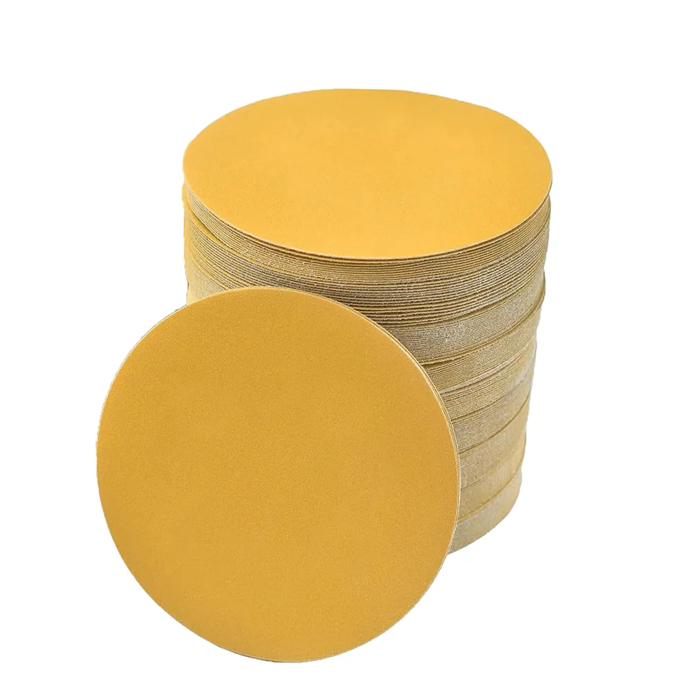 50PCS 5 Inch Sanding Discs Hook and Loop Aluminum Oxide Gold Sanding Discs for Random Orbital Sander,Automotive and Woodworking