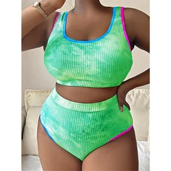 0XL - 4XL Geribbelde Bikini Set Plus Size Grote Maat Badmode Vrouwen Badpak Vrouwelijke Tweedelige Bikini Set Bader badpak