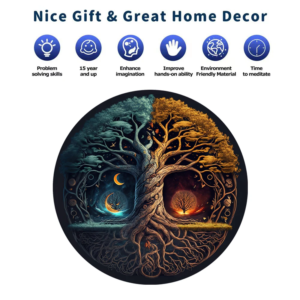 Yin-Yang Tree Wooden Puzzles For Adults,Wooden Animals Shaped Puzzles,Unique Shaped Jigsaw Puzzles,Magic Wooden Jigsaw Puzzles