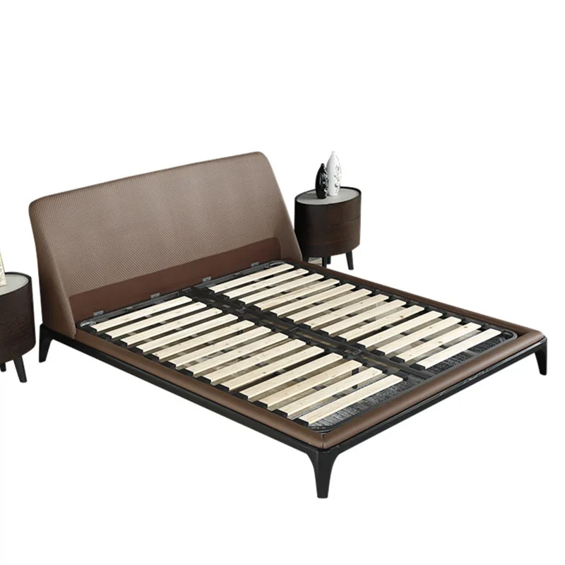 

Minimalist leather ash wood woven bed simple first
