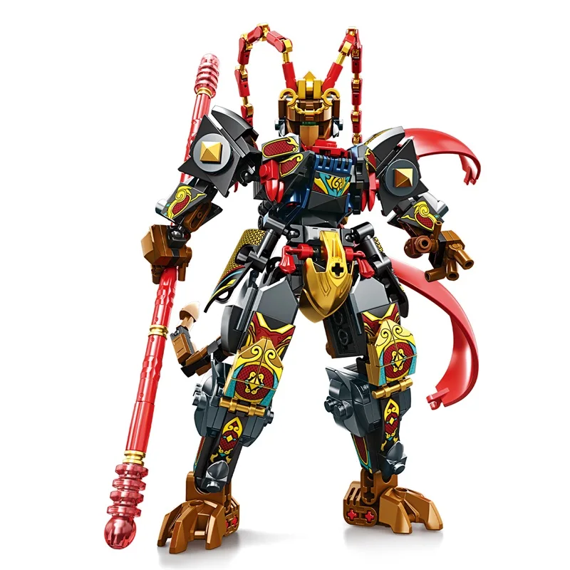 

Monkey King Mecha Building Blocks Set, Chinese Mythology Warrior Robot Model Kit, DIY Assembly Mech Toy, Action Figure