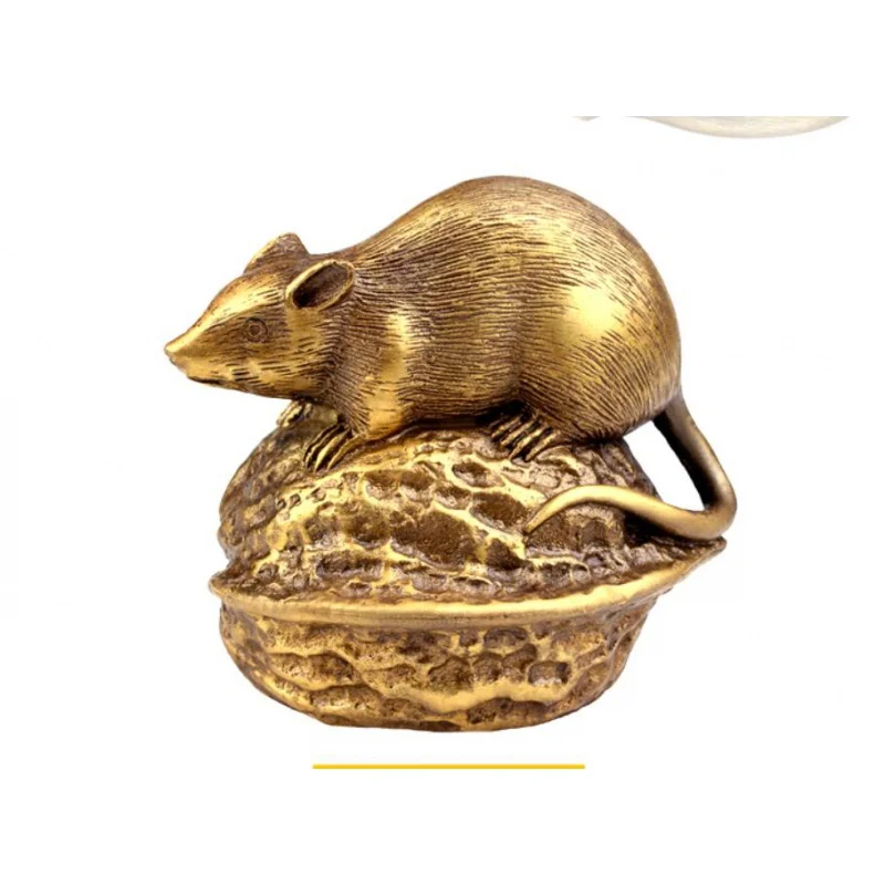 

SCY 905 The copper twelve zodiac rat decoration Feng Shui Wang Yun Cai walnut mouse mascot craft ornaments