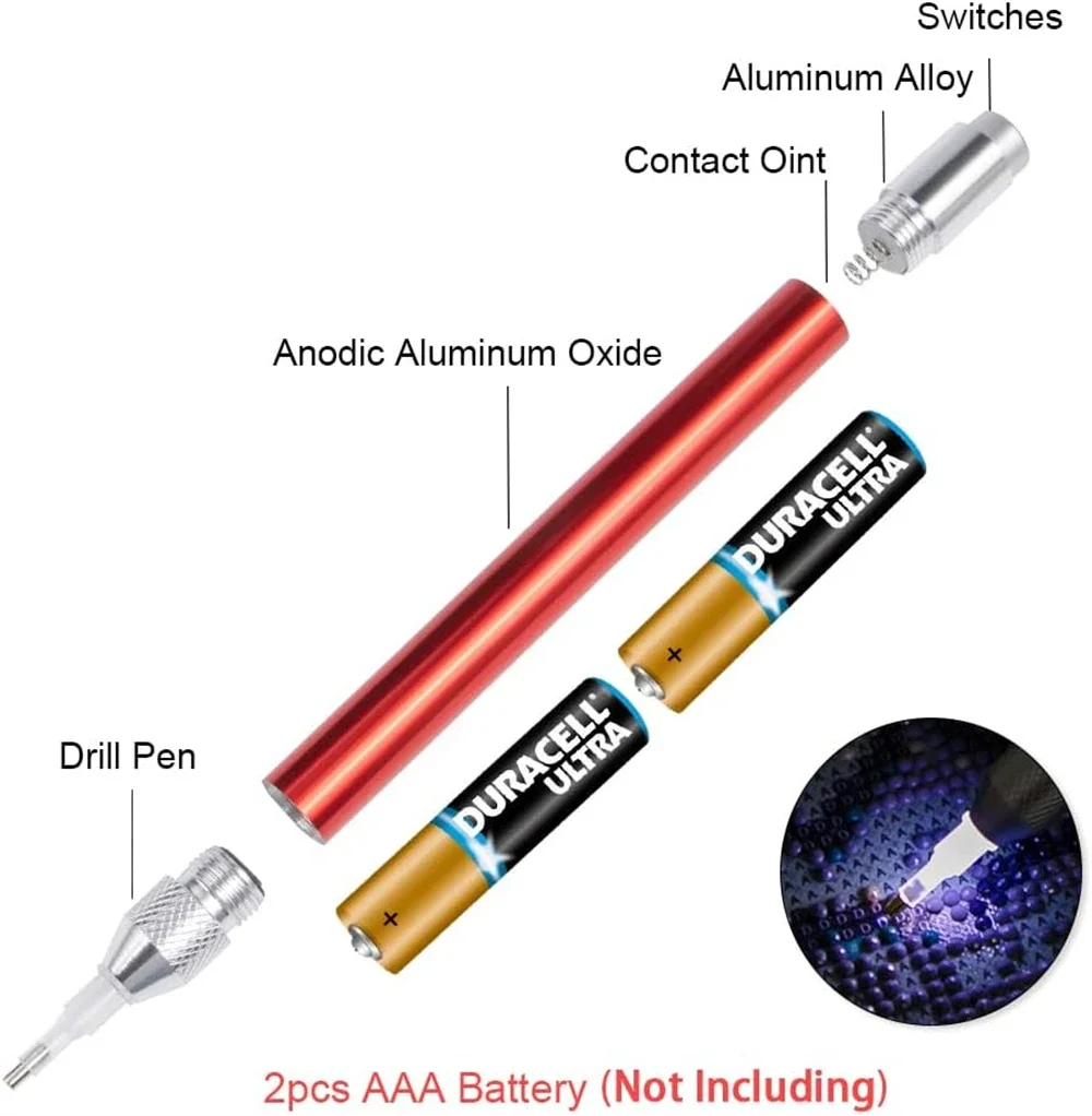 LED Diamond Painting Illumination Pen Kits with Light Art Lighted Applicator Accessories 5D Light Up Pens Nails DIY Crafts Tool