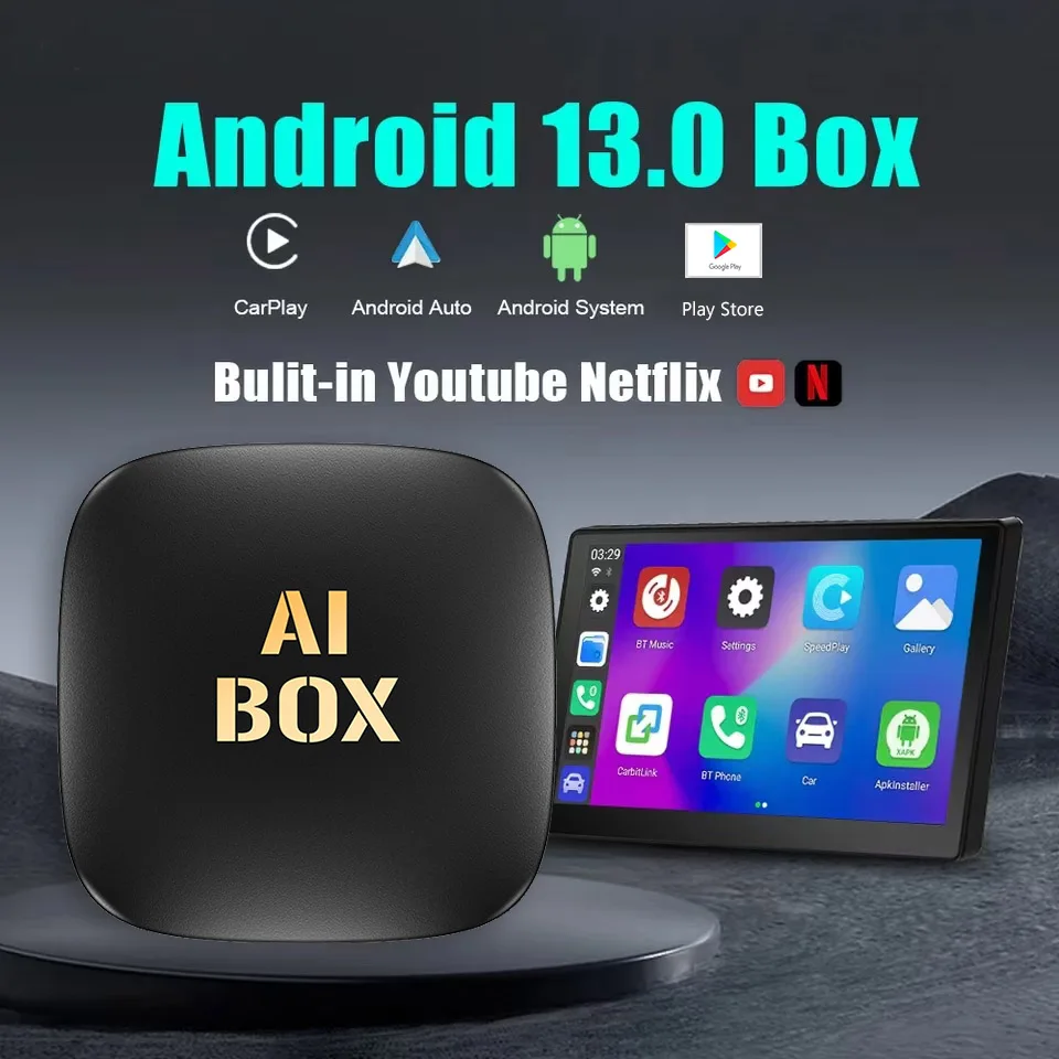 3in1 Android 13 CarPlay Smart Box Wireless Android Auto & Apple CarPlay Smart Navigation Box Built-in Youtube Netflix Play Store