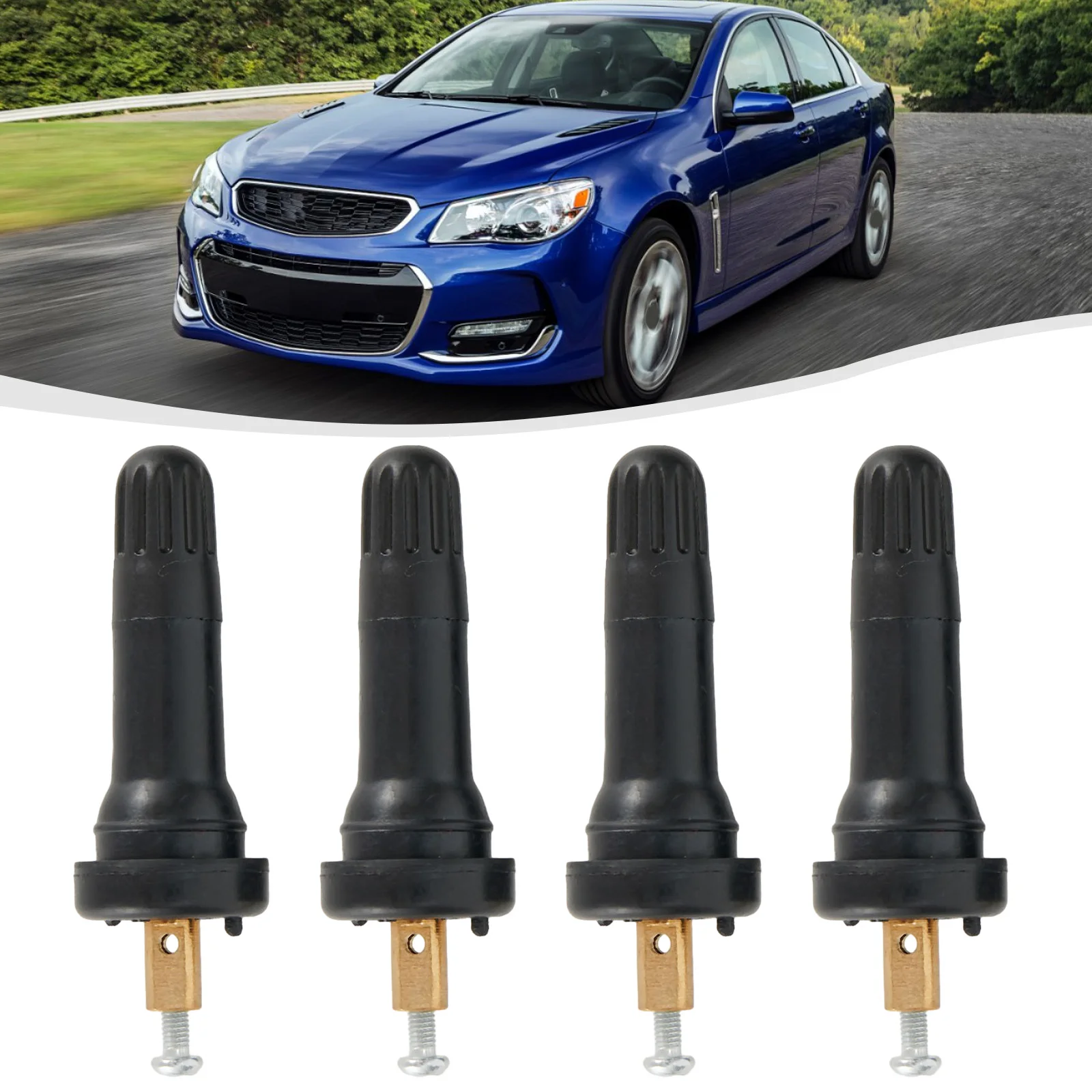 4pcs Car TPMS Tire Pressure Sensor Rubber Valve Stem Universal For GMC For Cadillac For Chevy Snap-on Stems