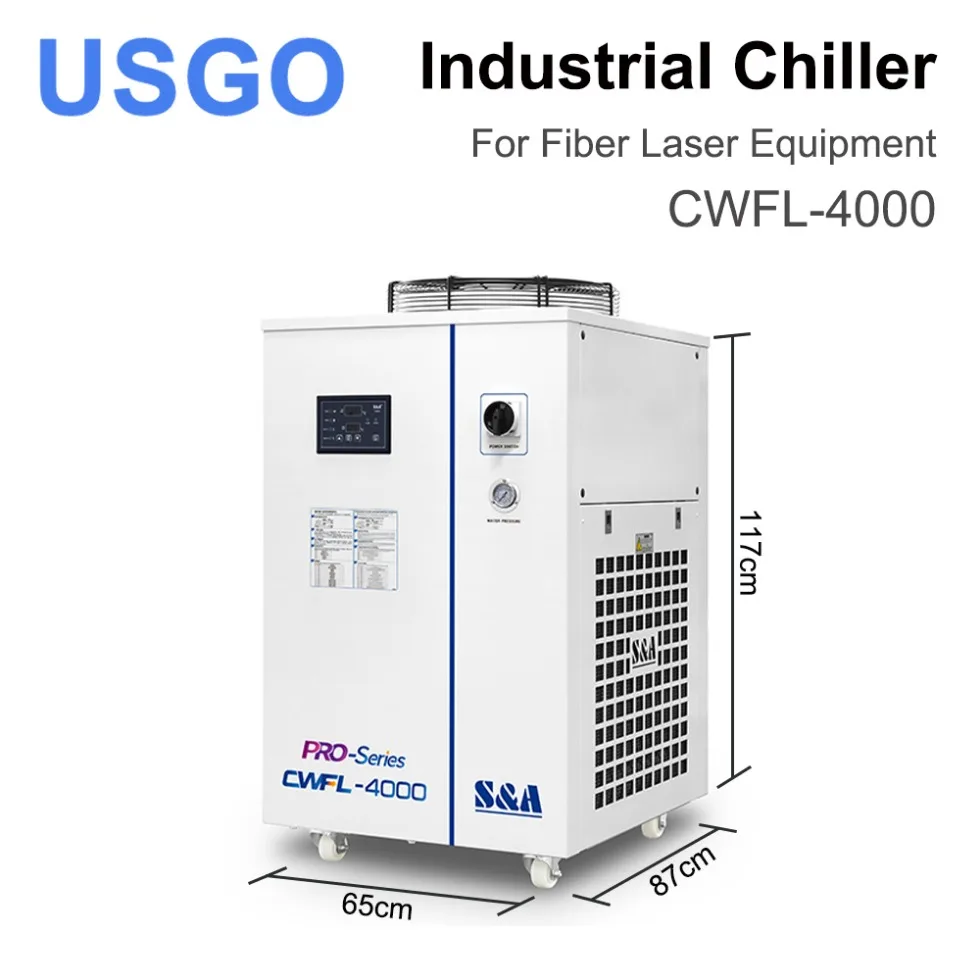 USGO CWFL-4000 S&A Refrigerador industrial a laser de fibra 220V/380V 50/60Hz Sistema de resfriamento para fonte de laser de fibra de 4kW