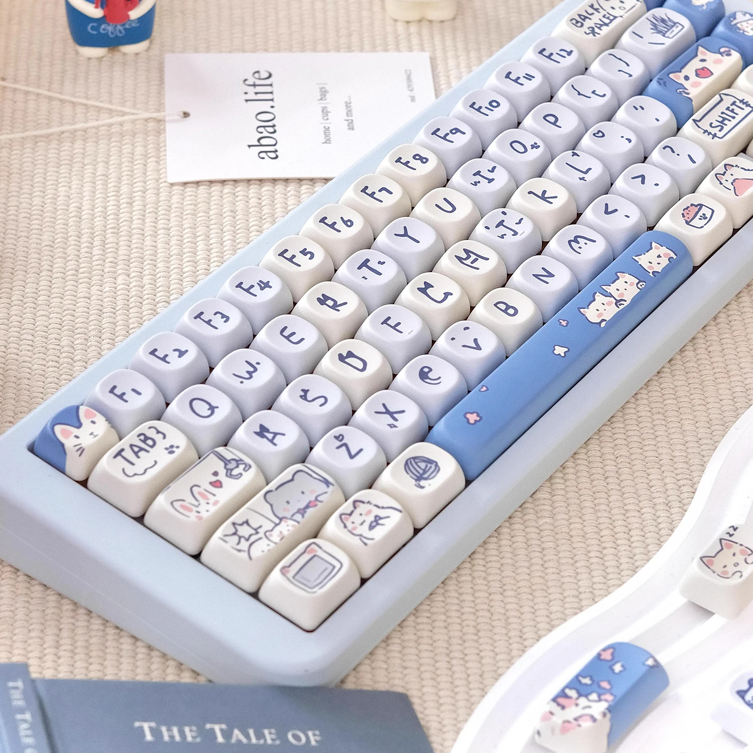 

114-клавишные колпачки для клавиш с милым мультяшным котом, жесткий профиль MOA, PBT, сублимационные колпачки для клавиш для переключателей MX, механическая клавиатура
