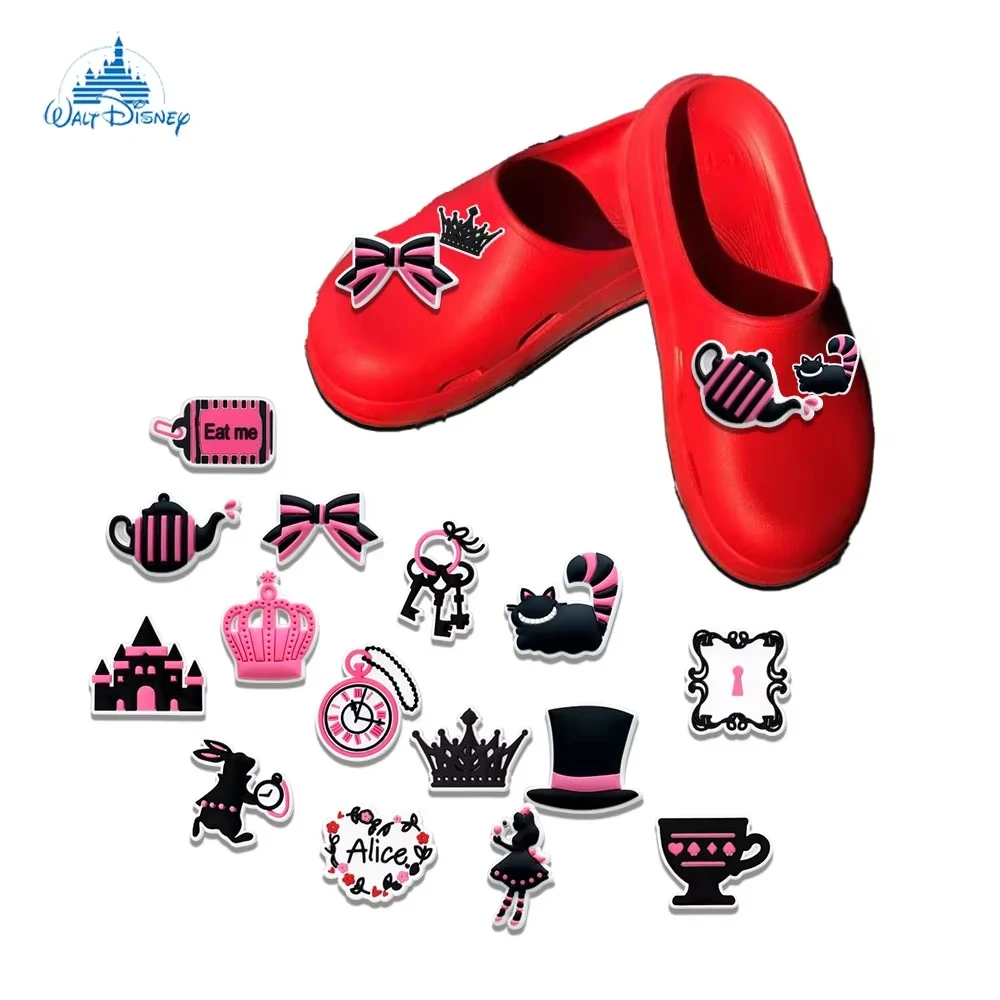 حار 15 قطعة ديزني أليس في بلاد العجائب السيد أرنب PVC إكسسوارات الأحذية مشبك حديقة الصنادل الأحذية السحر ل معصمه هدايا X-mas