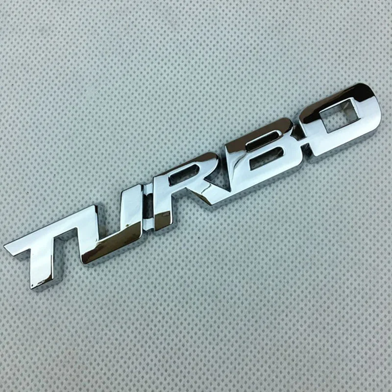 3D Metal Chrome Red Black Gold Logo Turbo Emblem Car Fender Badge Trunk Decal Turbo Stikcer Accessories