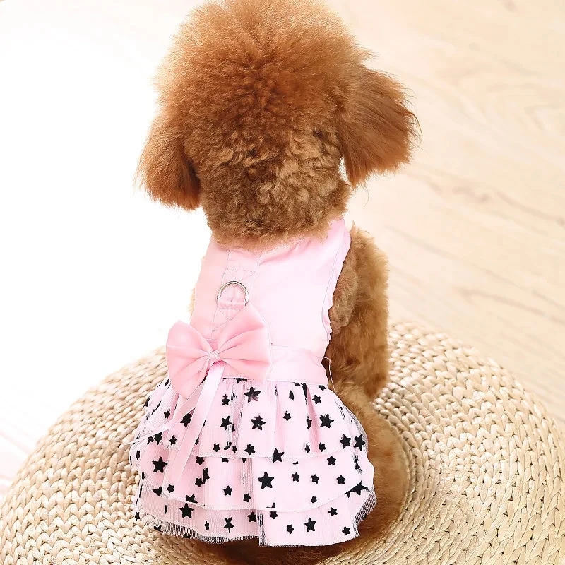 Dog Dresses Spring and Summer Princess Puppy Cat Skirts Star Pattern Teddy Bichon Dog Dress Summer Pet clothes