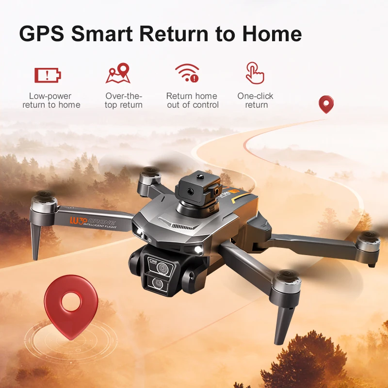 LU30 Дрон Профессиональная 6K HD камера с экраном Складной радиоуправляемый вертолет для предотвращения препятствий Бесщеточный GPS 5G WIFI FPV RC Дрон Игрушка