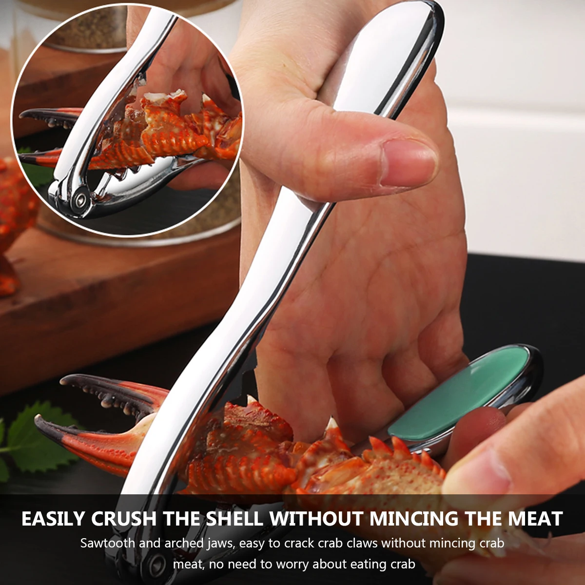 

Stainless Steel Crab Cracker Kitchen Gadget for Home Restaurant Hotel Rustproof Non Handle Seafood Pliers Tool