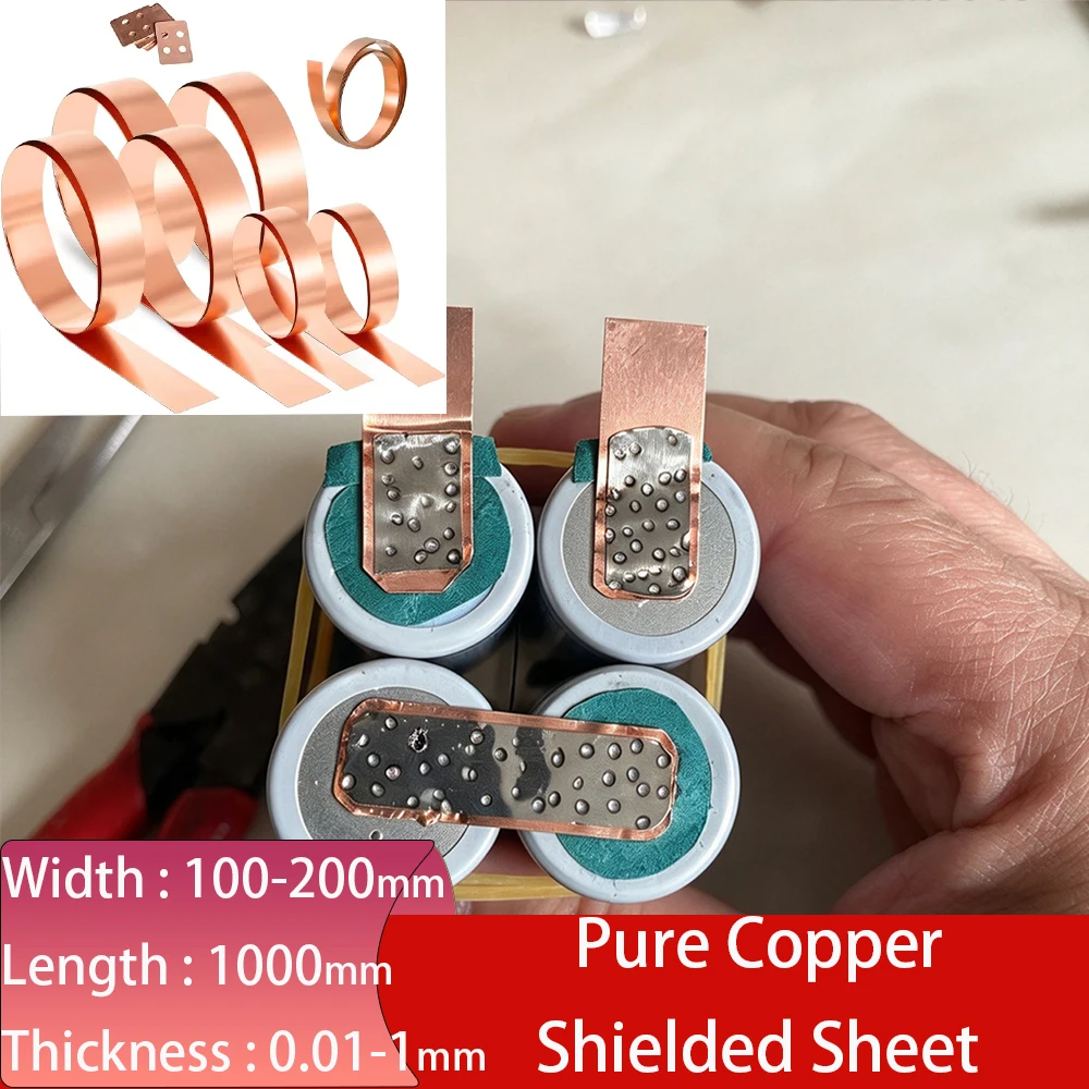 1 Meter 99.99% Pure Copper Width 100-400mm Foil Strip High Purity T2 Red Copper Shielded Sheet Roll Thickness 0.01mm -0.4mm