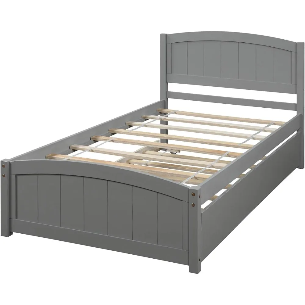 سرير بمنصة مزدوج الحجم بتصميمات Harper & Bright مع دولاب، وإطار سرير مزدوج من الخشب الصلب مع لوح رأسي، وسرير قابل للسحب مع #6