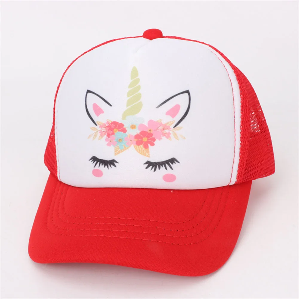 Unicorn Children's Hats Summer Sun Protection Mesh Hats Students Girls Peaked Caps Travel Baseball Cap For Kids 3-8 Years