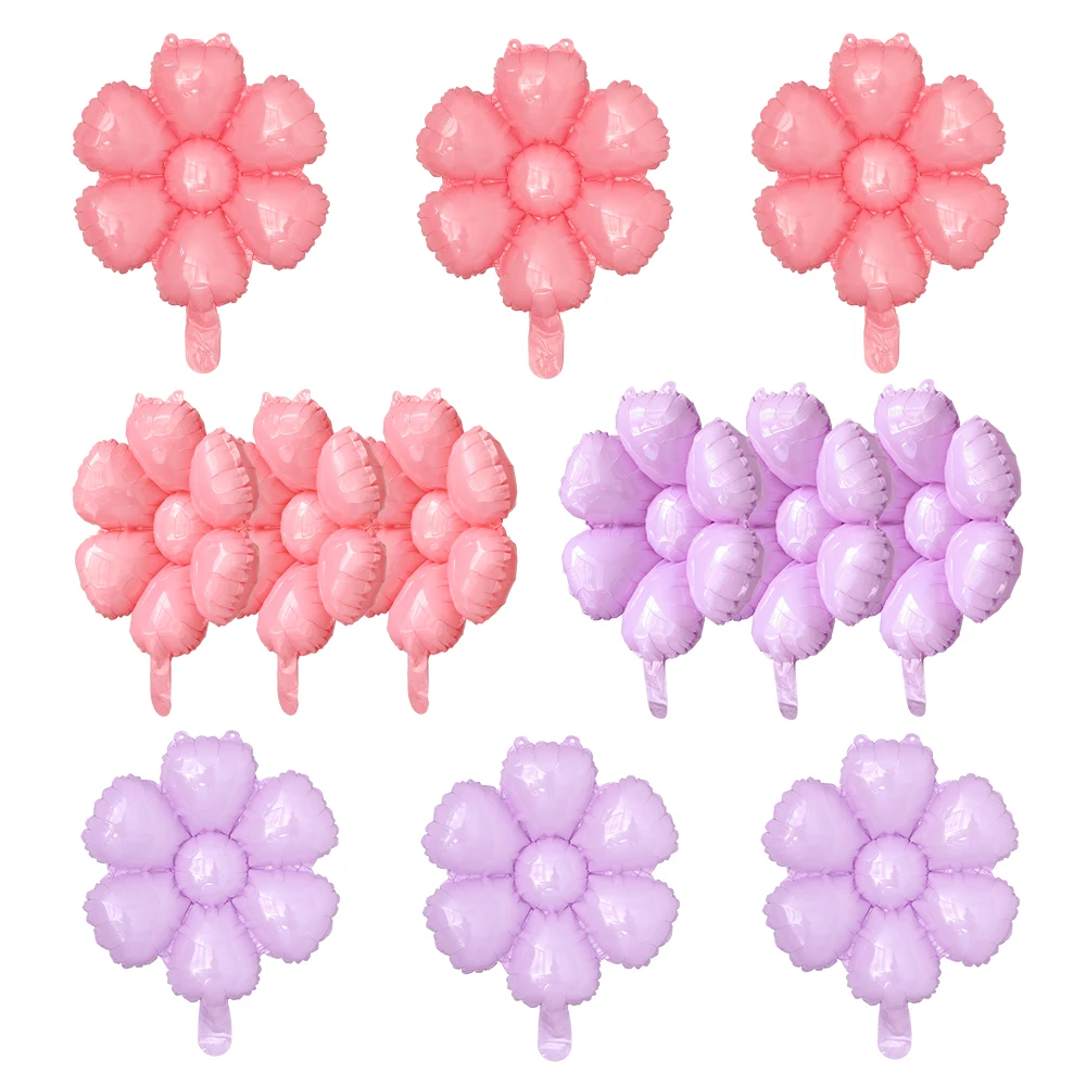 

6pcs Macaron Daisy Helium Balloons Purple Pink Flower Foil Balloon Wedding Cute Baby Shower Birthday Party Decoration Supplies