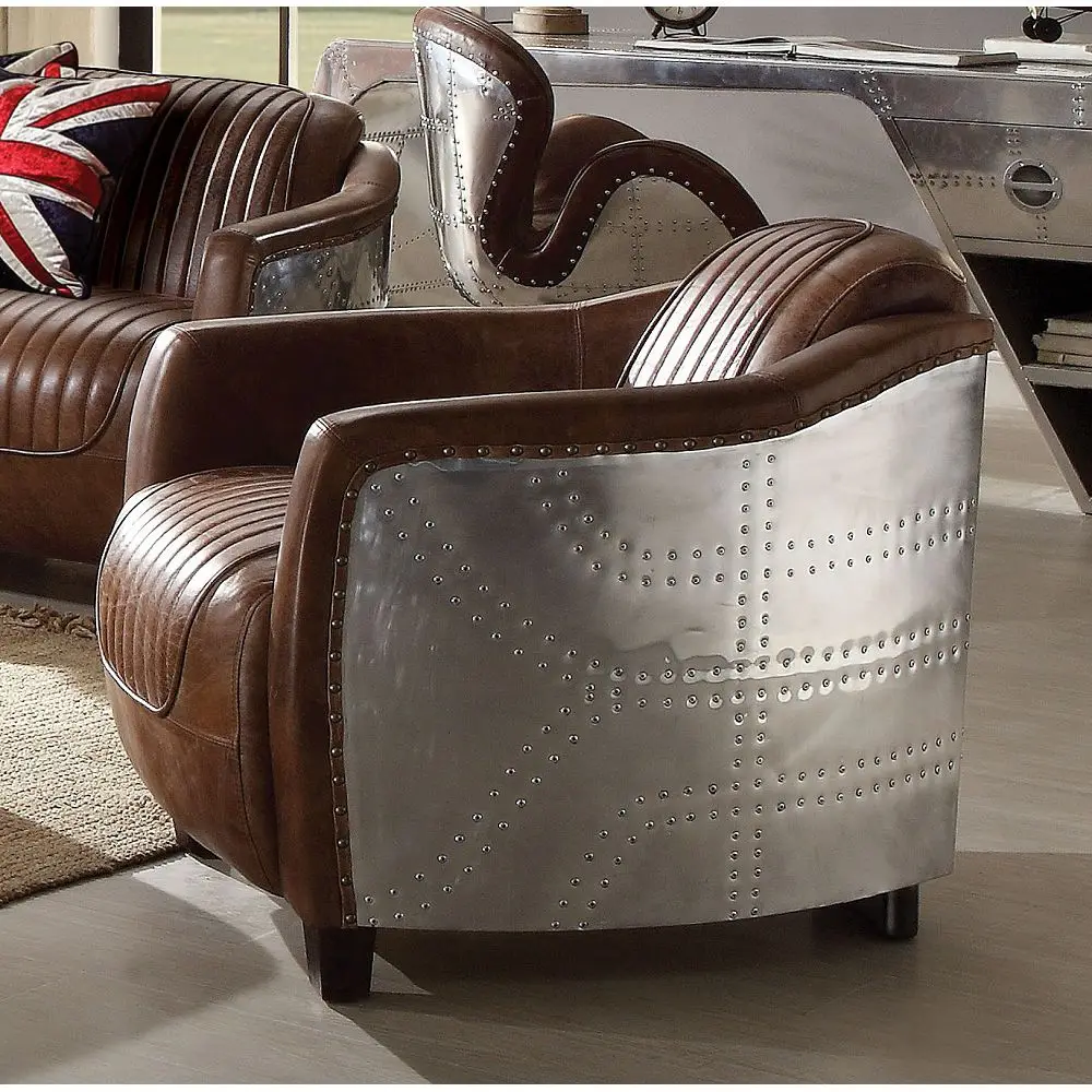 

ACME Brancaster Chair in Retro Brown Top Grain Leather & Aluminum