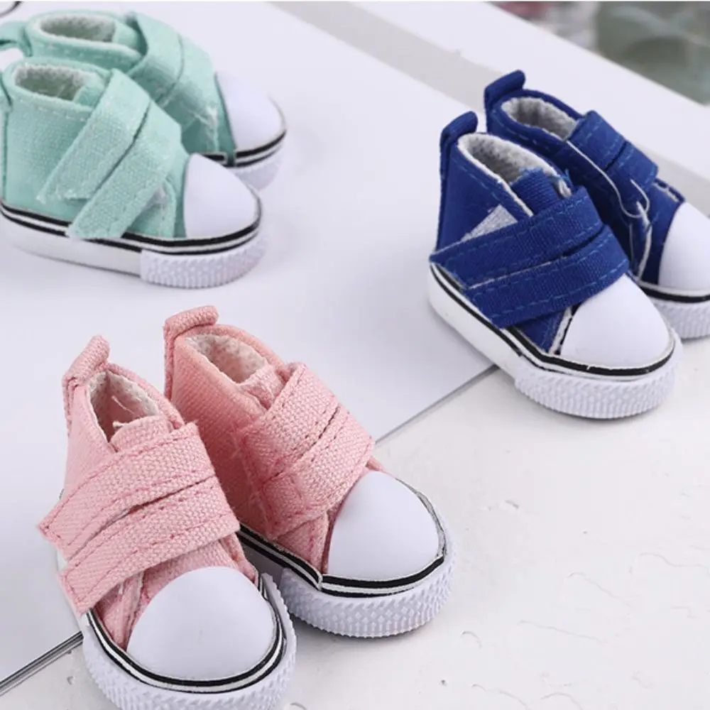 1 Pair Doll Shoes 5cm Length Doll Canvas Shoes DIY Plimsolls Doll Sneakers Mini High Top 1/6 Scale Mini Sneakers Blythe Doll Toy