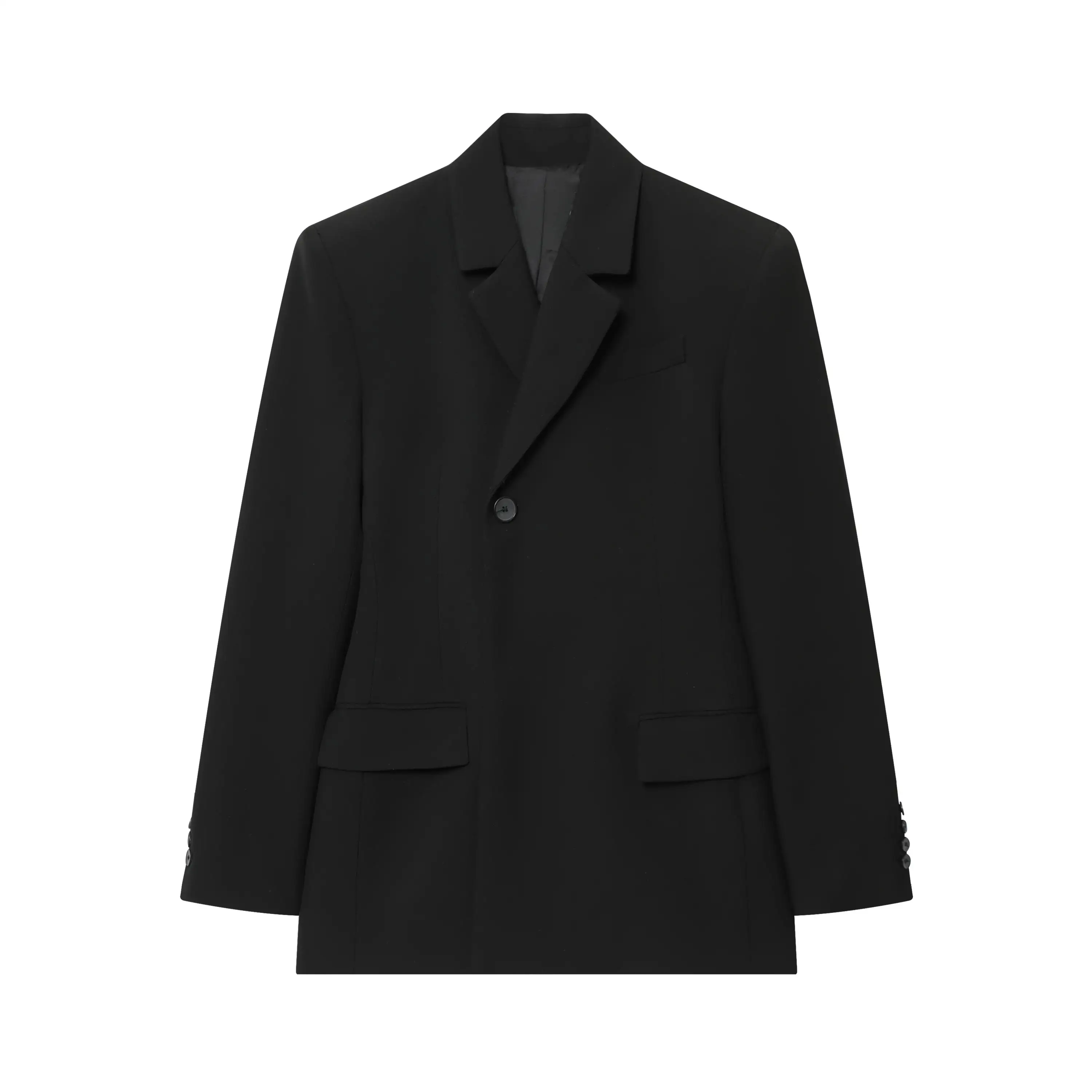 KONDALA مكتب سيدة شيك سترة سوداء المرأة الخامس الرقبة أزرار واحدة كم طويل جاكيتات موضة 2025 خمر المرأة الأنيقة السترة