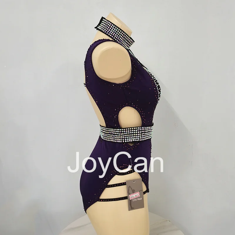 JoyCan Lyrical Dance Dress Dark Purple Jazz Dance Costume Pole Dancing Clothes Girl Performance Training