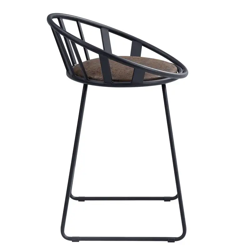 Set 2 Kursi Tinggi Meja, Cokelat dan Hitam, Desain Alas Sled