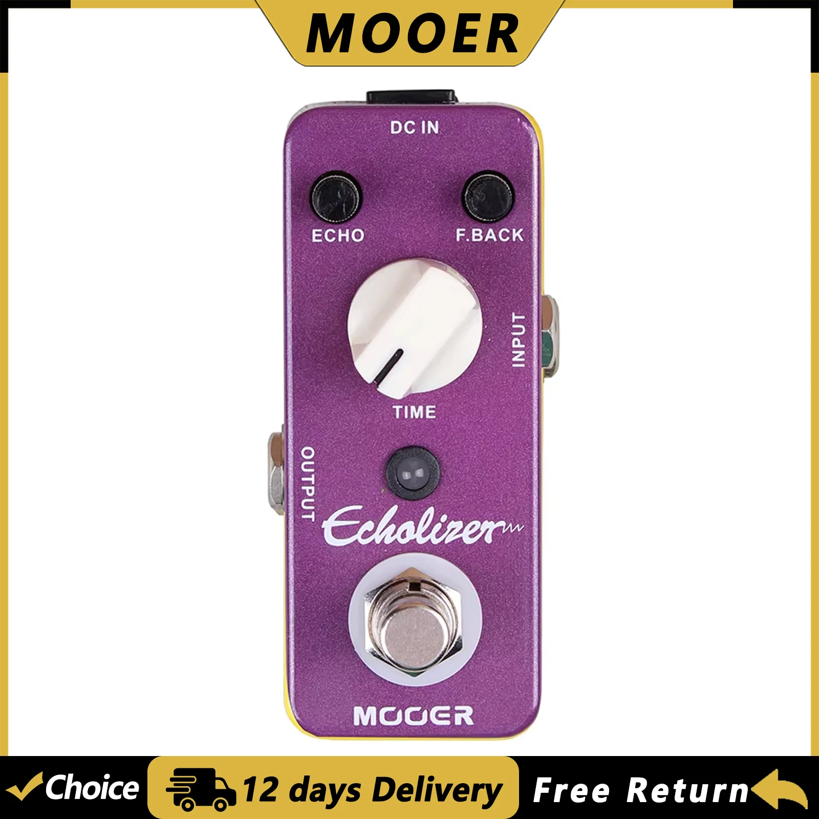

MOOER Echolizer Delay Guitar Effect Pedal 25ms-600ms Delay Time True Bypass Mini Pedal Electric Guitar Parts & Accessories