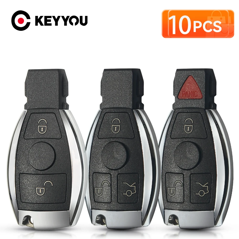 

KEYYOU 10 шт., умный ключ, 2/3/4 кнопки, оригинальный брелок для ключей для Mercedes Benz, автоматический удаленный автомобильный ключ, поддержка NEC и BGA 2000+ года
