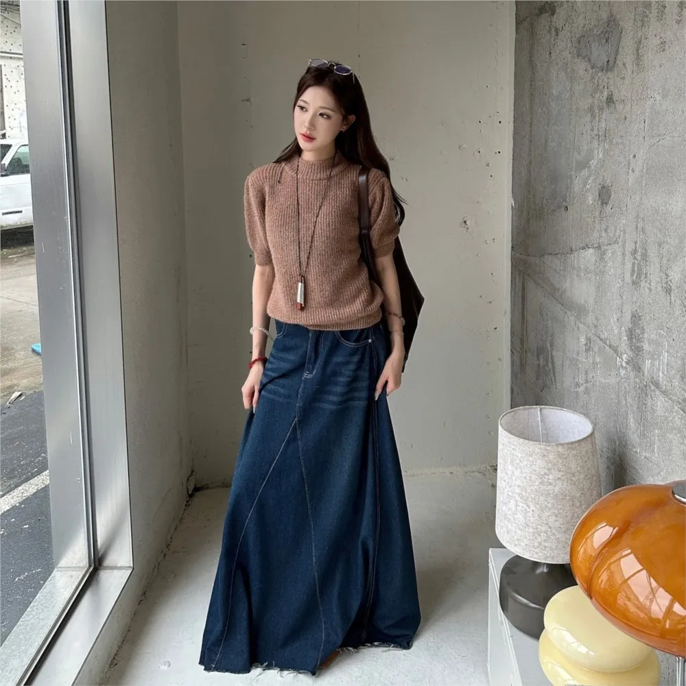 MsChuh Women's Jumper Sweater Pulls Femmes All-match Loose Simple Style Sweater Temperament Commuting Short Sleeves Solid Color